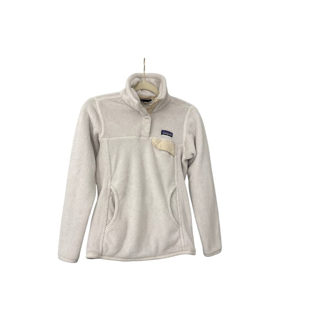 Patagonia Off White Pullover Quarter Zip Fleece Sweatshirt Jacket Women's XS